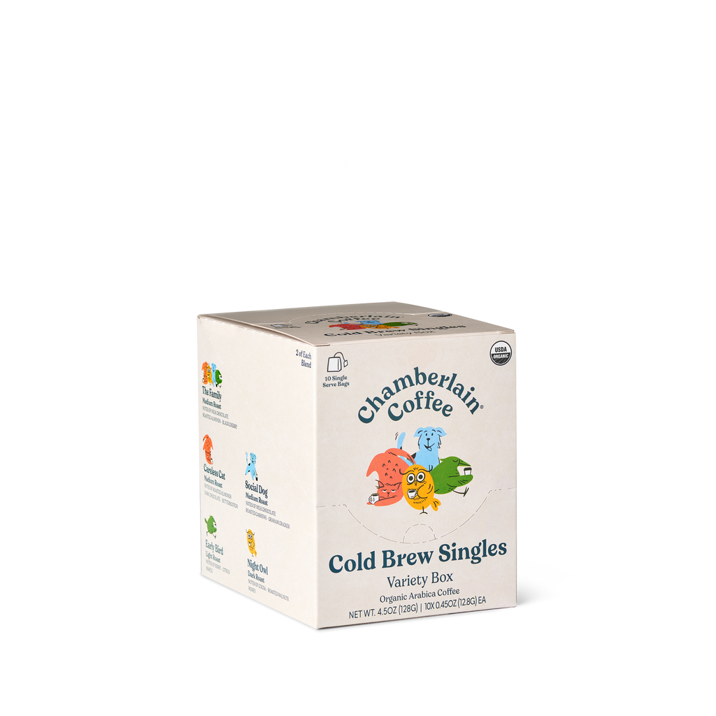 Organic Variety Cold Brew Singles  Product Shot Diagonal